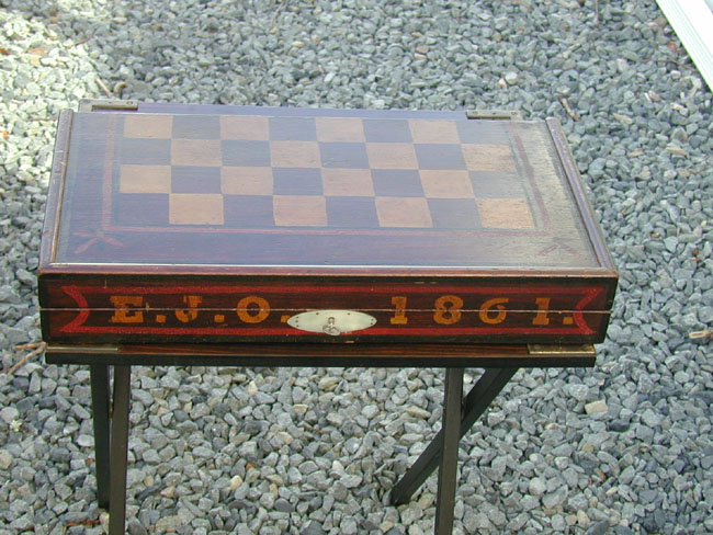 An American Civil War Era Painted Games Box Dated 1861